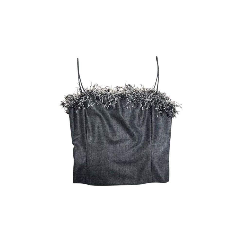1990s Y2k ARMANI EXCHANGE feathered corset bustier spaghetti strap top size xs